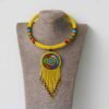 70a.jpg KIBIBI Yellow Beaded Zulu Necklace, African Pendant necklace