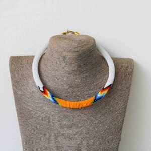 TWIGA African Beaded necklace, Zulu Tribal Necklace