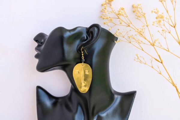 BALI African Face Mask brass earrings