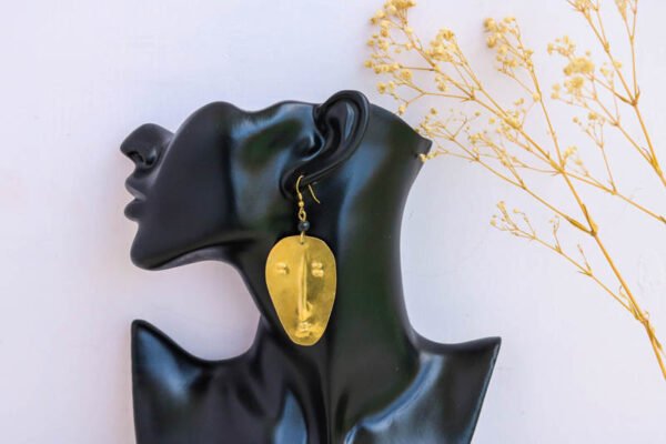 BALI African Face Mask brass earrings