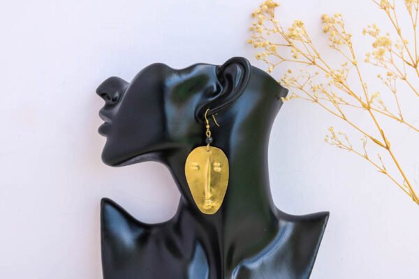 BALI African Face Mask brass earrings