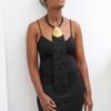 MONO Black beaded fringe necklace