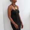 MONO Black beaded fringe necklace