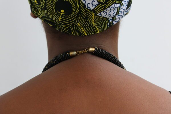 MONO Black beaded fringe necklace