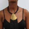 MONO Black beaded fringe necklace
