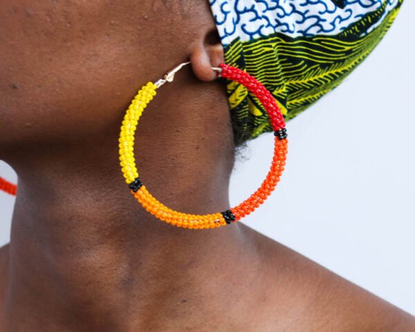 ALMASI African Beaded Hoop Earrings