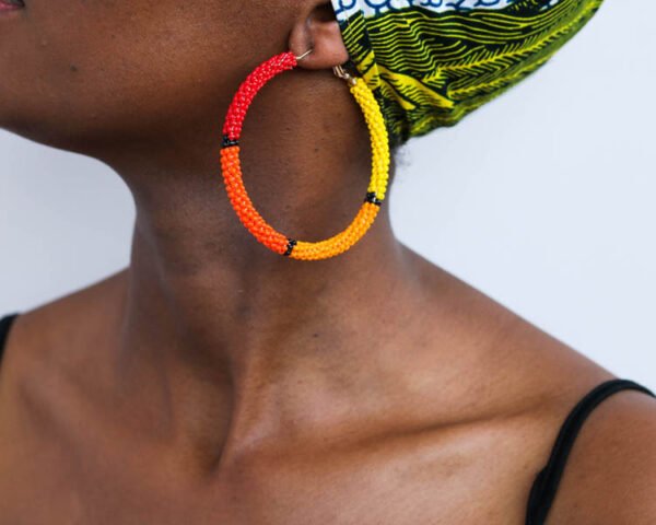 ALMASI African Beaded Hoop Earrings
