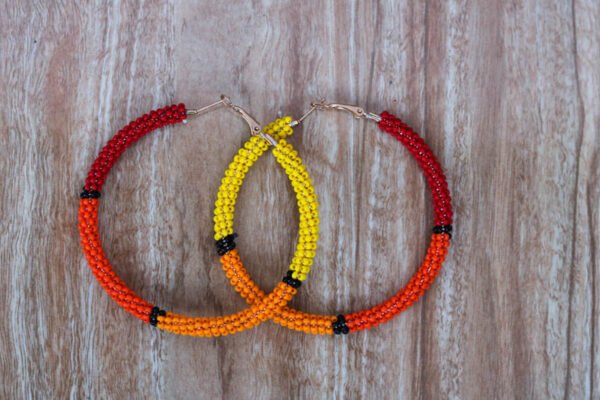 ALMASI African Beaded Hoop Earrings