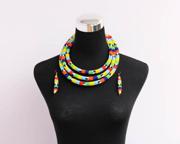 IMG_0890.jpg AMI African Beaded Necklace with matching earrings
