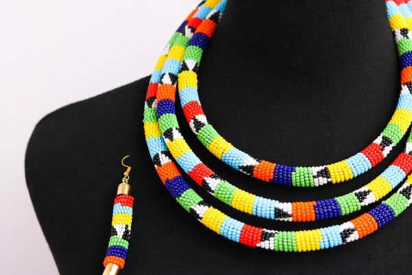 IMG_0893.jpg AMI African Beaded Necklace with matching earrings