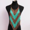 ANASA beaded fringe necklace