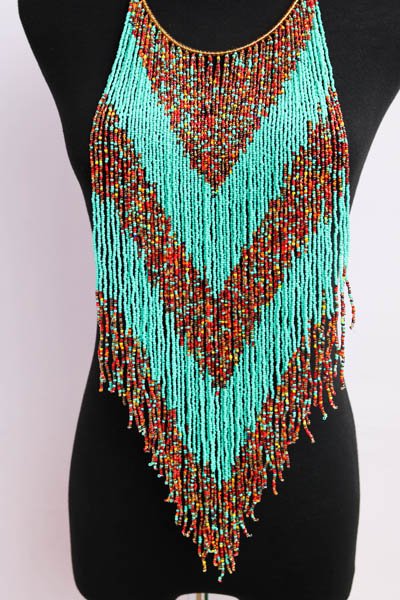 ANASA beaded fringe necklace
