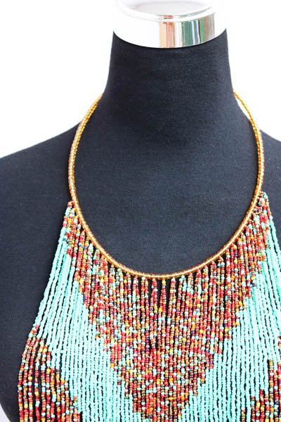 ANASA beaded fringe necklace