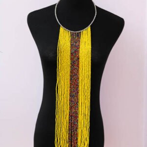 ARUSI African beaded fringe necklace