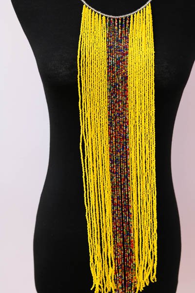ARUSI African beaded fringe necklace