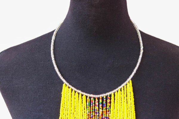 ARUSI African beaded fringe necklace