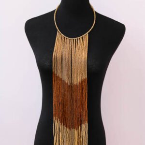 ASHANTI African beaded fringe necklace
