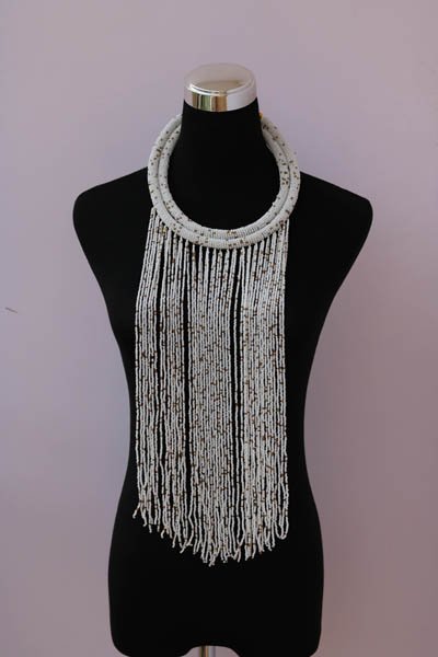 ATIYA African beaded fringe necklace