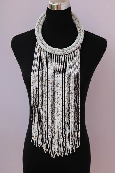 ATIYA African beaded fringe necklace