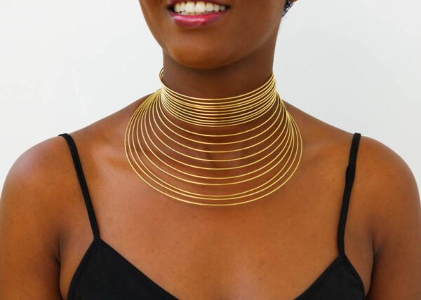 NJEMA African brass choker necklace