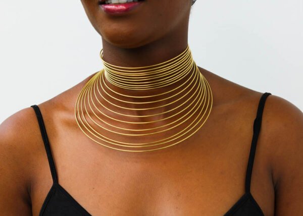 NJEMA African brass choker necklace