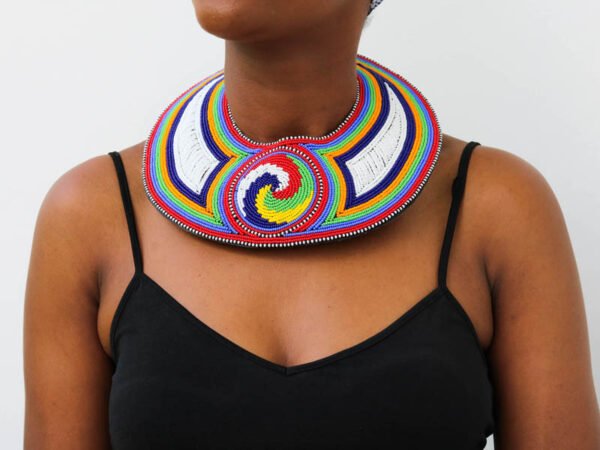 KWAKU African Leather Necklace, Bib necklace