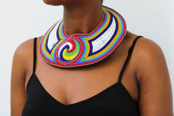 KWAKU African Leather Necklace, Bib necklace
