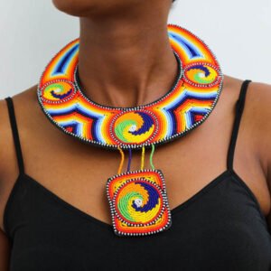 JUJA African Beaded Leather necklace