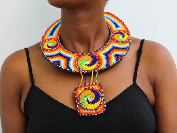 JUJA African Beaded Leather necklace