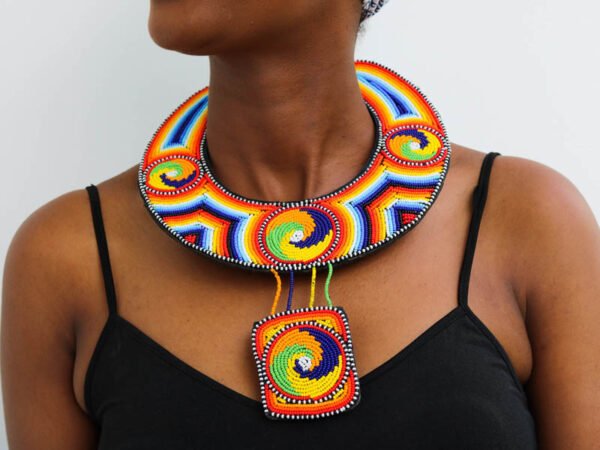 JUJA African Beaded Leather necklace