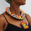JUJA African Beaded Leather necklace