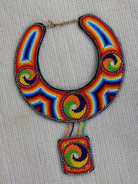 JUJA African Beaded Leather necklace