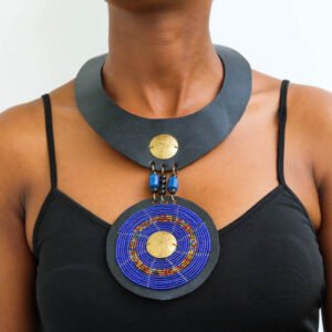KIKUYU Beaded Leather necklace