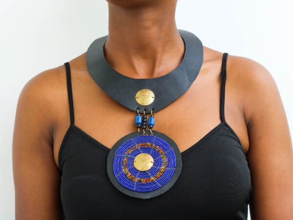 KIKUYU Beaded Leather necklace