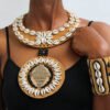 NYADISI Cowrie pendant necklace with matching bracelet