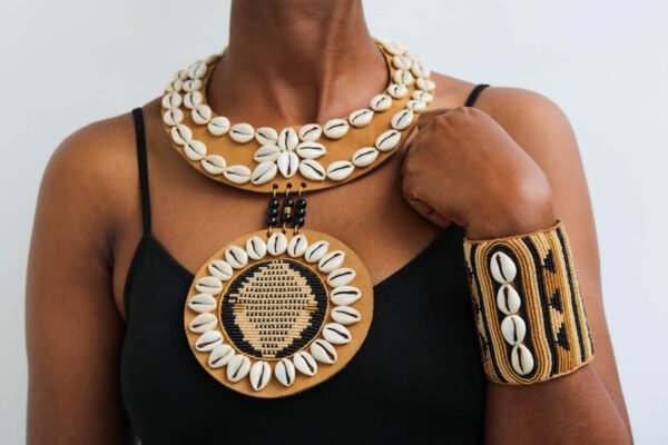 NYADISI Cowrie pendant necklace with matching bracelet