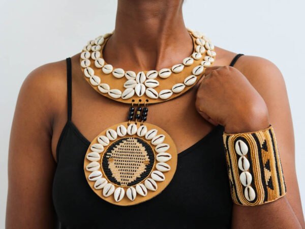 NYADISI Cowrie pendant necklace with matching bracelet