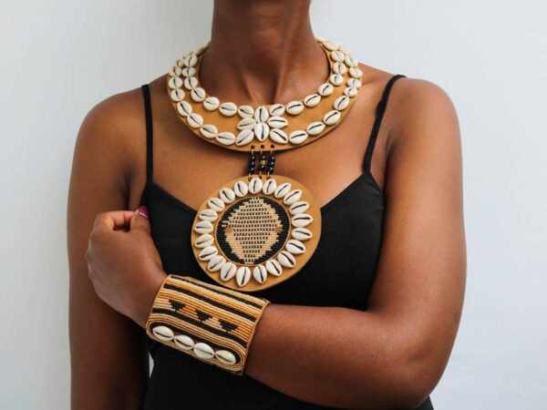 NYADISI Cowrie pendant necklace with matching bracelet