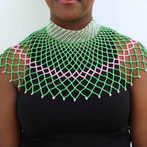 ADIN African Beaded cape necklace, Beaded shawl Necklace