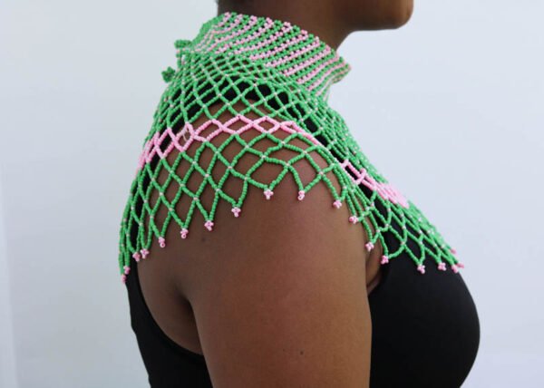 ADIN African Beaded cape necklace, Beaded shawl Necklace