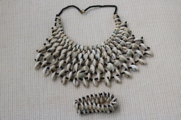 AMBO African cowrie shell necklace with matching bracelet