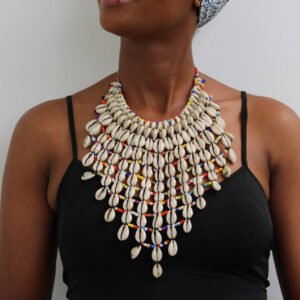 AKINA African Beaded Cowrie Necklace