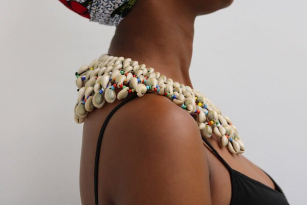 ALI African cowrie shell necklace, Gift for her