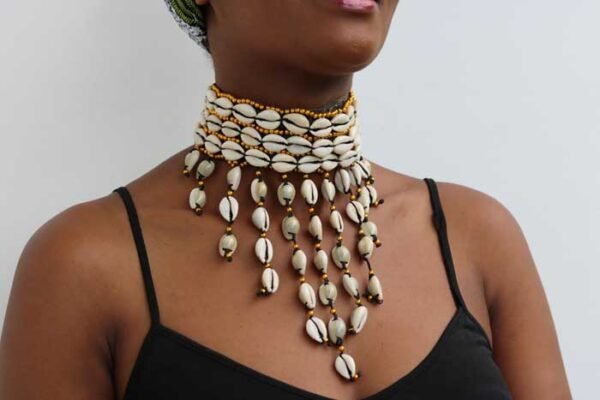 KAMEGA Cowrie Leather Choker Necklace
