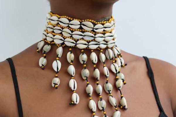 KAMEGA Cowrie Leather Choker Necklace