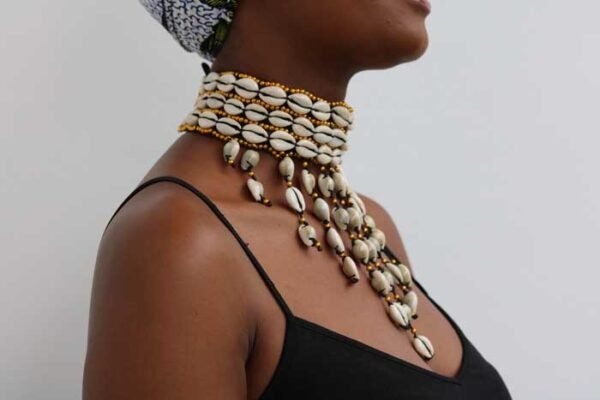 KAMEGA Cowrie Leather Choker Necklace