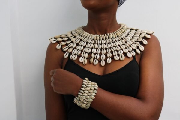 GACHIE African Cowrie Shell Necklace with matching bracelet