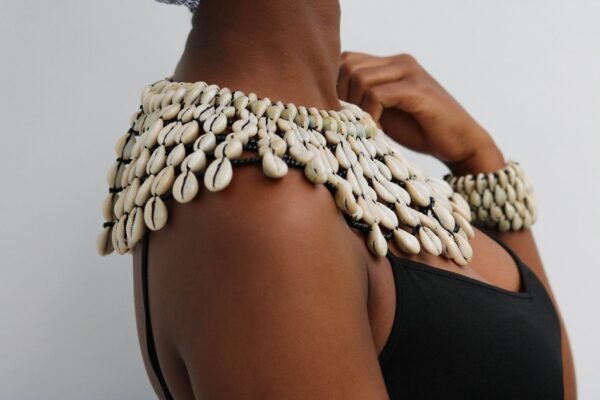 GACHIE African Cowrie Shell Necklace with matching bracelet