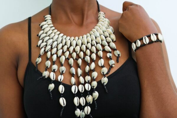 NYADISI African Cowrie Necklace with matching bracelet