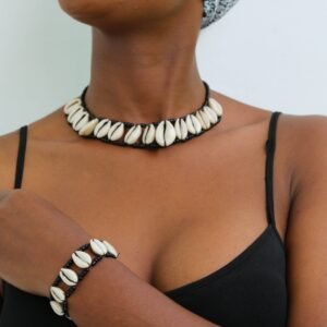 ADLA African Cowrie Necklace with matching bracelet